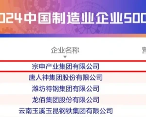 宗申集团再次上榜中国制造业企业500强